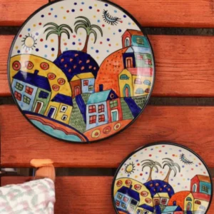 Vibrant Village Wall Hanging Ceramic Plates