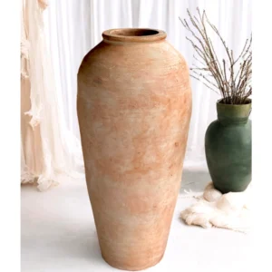 Tall Terracotta Rustic Ceramic Planter – Handcrafted Vintage Pot for Indoor & Outdoor