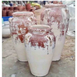 Rustic White-Wash Terracotta Ceramic Planter