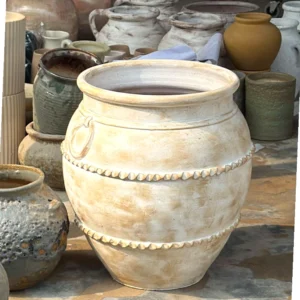 Antique Finish Beaded Ceramic Planter