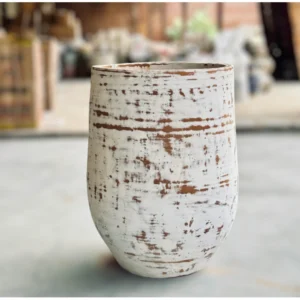 Distressed White Rustic Ceramic Planter