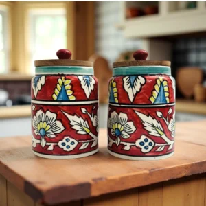 Rustic Bloom Hand-Painted ceramic Jar