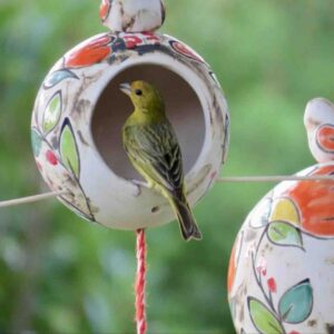 Meadow Bloom Hand-Painted Ceramic Birdhouse