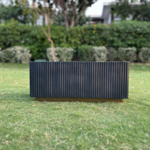 Black Rectangular Ribbed Planter Box