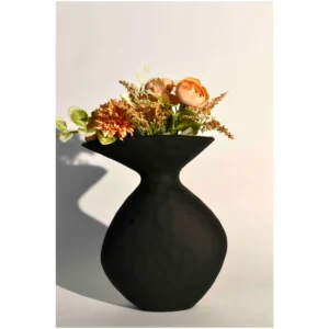 Celeste Noir Sculpted Ceramic Vase