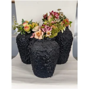 Obsidian Terra Textured Ceramic Vase Set