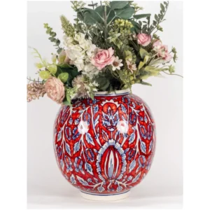 Crimson Heritage Hand-Painted Ceramic Vase