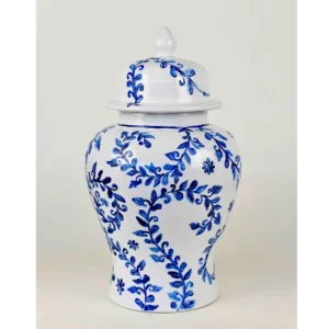 Indigo Vine Hand-Painted Ceramic Ginger Jar