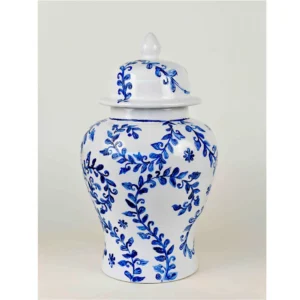 Azure Vine Hand-Painted Ceramic Ginger Jar