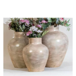 Earthtone Harmony Handcrafted Ceramic Vase Set (Set of 3)