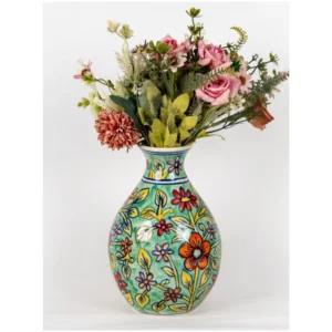 Verdant Bloom Hand-Painted Ceramic Vase