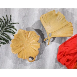 Gilded Leaf Handcrafted Ceramic Platter