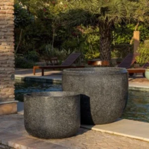 Florence Charcoal Stone Planter – Set of 2