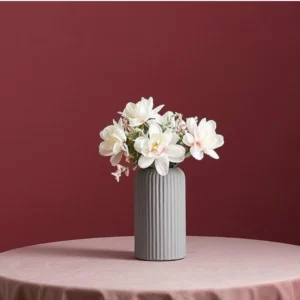 Slate Grey Ribbed Flower Vase