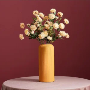 Nordic Striped Tall Flower Vase – Mustard