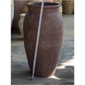 Obsidian Earth Terracotta Floor Vase – Volcanic Brown Finish