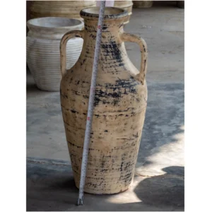 Noir Heritage Terracotta Amphora Vase – Distressed Sand Finish