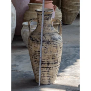 Antique Noir Amphora Terracotta Floor Vase