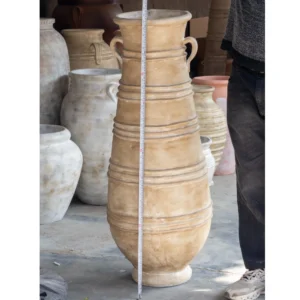 Royal Tiered Amphora Terracotta Floor Vase – Sandstone Patina