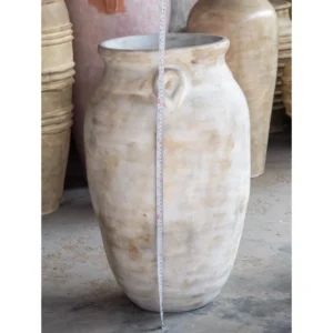 Tall Heritage Terracotta Jar with Handles – Ivory Antique Finish
