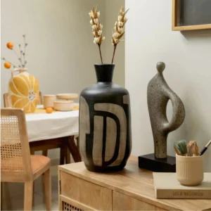 Obsidian Glyph Handcrafted Ceramic Vase