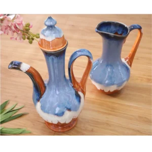 Azure Terracotta Glaze Beverage Vessels – Set of 2