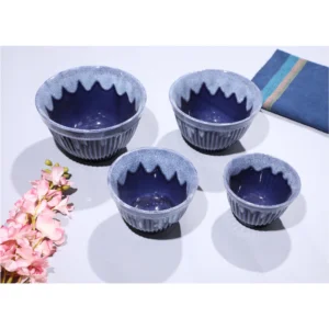 Midnight Blue Ripple Bowls – Set of 4