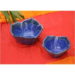 Indigo Bloom Bowls – Set of 2