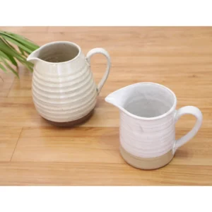 Ivory Stoneware Pouring Jugs – Set of 2