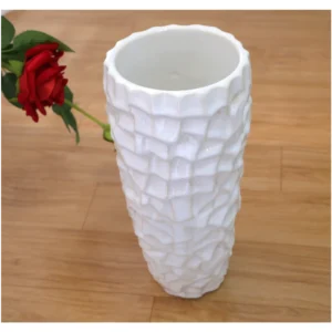 Ivory Block Textured Ceramic Vase