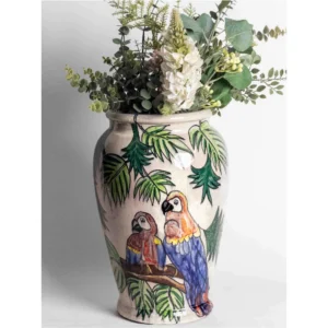 Rainforest Serenade Hand-Painted Ceramic Vase