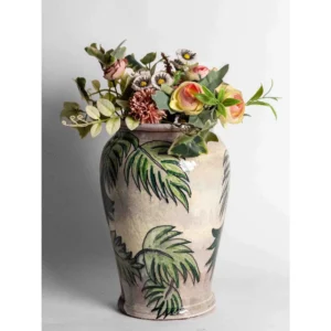 Palm Reverie Hand-Painted Ceramic Vase