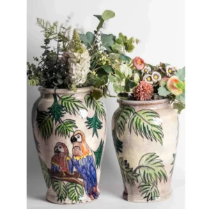 Rainforest Harmony Hand-Painted Ceramic Vase Set