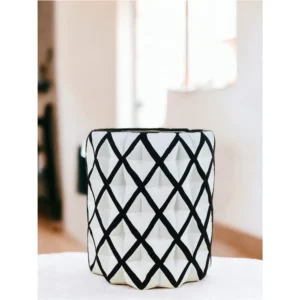 Monochrome Diamond Textured Ceramic Planter