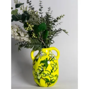 Lemon Bloom Dual-Handle Ceramic Vase