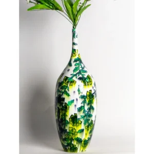 Verdant Vine Hand-Painted Ceramic Vase