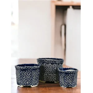 Midnight Swirl Ceramic Planter Set (Set of 3)