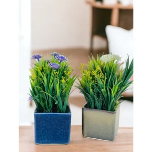 Dual Tone Square Ceramic Planter Set