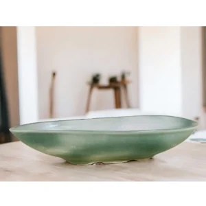 Sage Green Oval Ceramic Serving Bowl