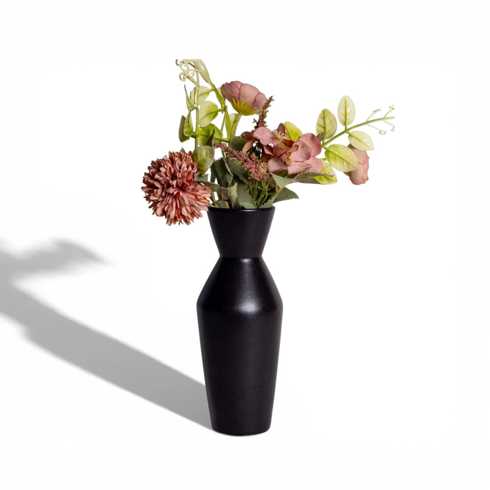 Obsidian Hourglass Ceramic Vase