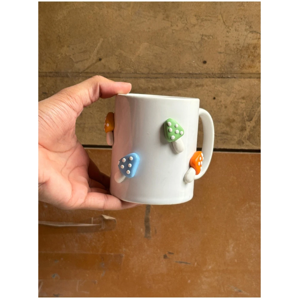 Handcrafted Colorful Mushroom Ceramic Mug – Cute 3D Nature Coffee Cup
