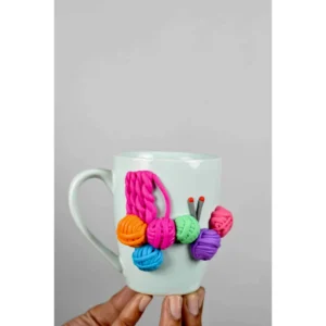 Handcrafted Knitting Lover Ceramic Mug – Colorful Yarn Ball Design