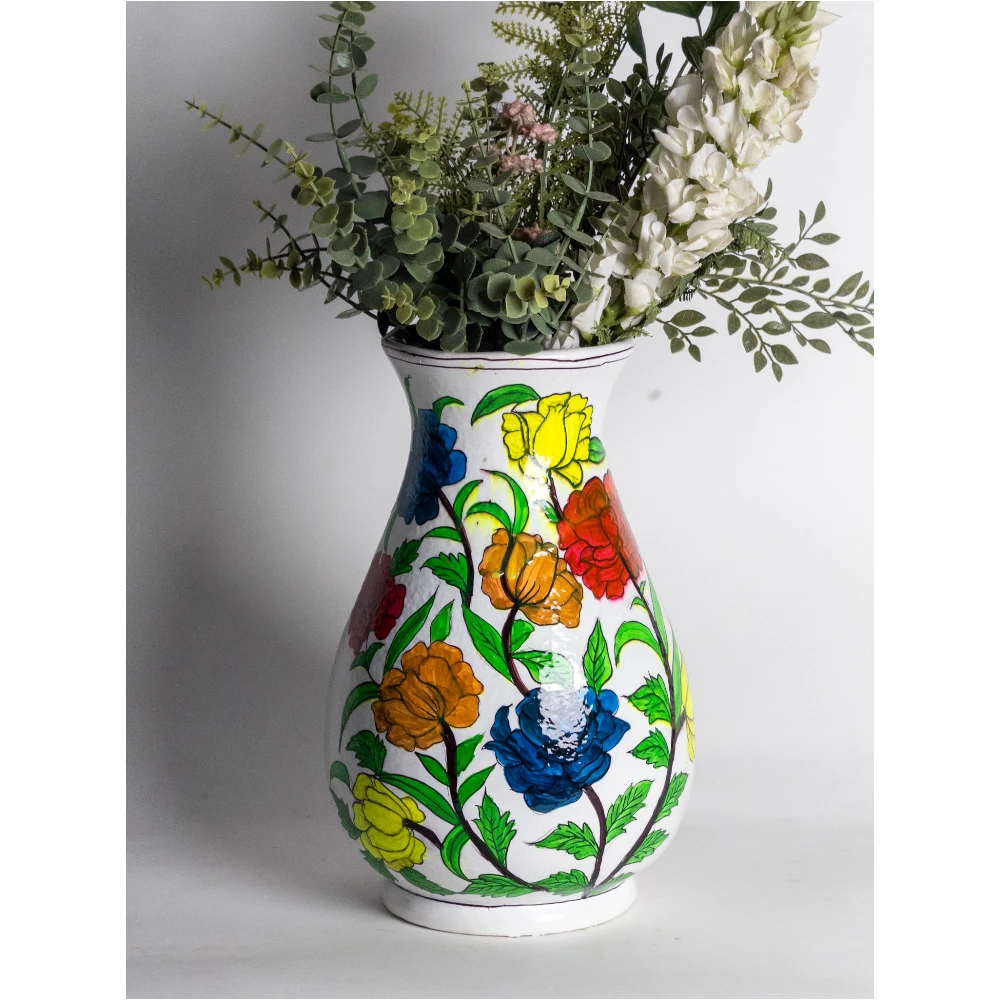 Handcrafted Multicolor Floral Ceramic Vase – Decorative Hand-Painted Flower Vase