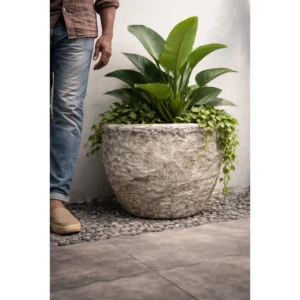 Rustic Stone Basin Planter