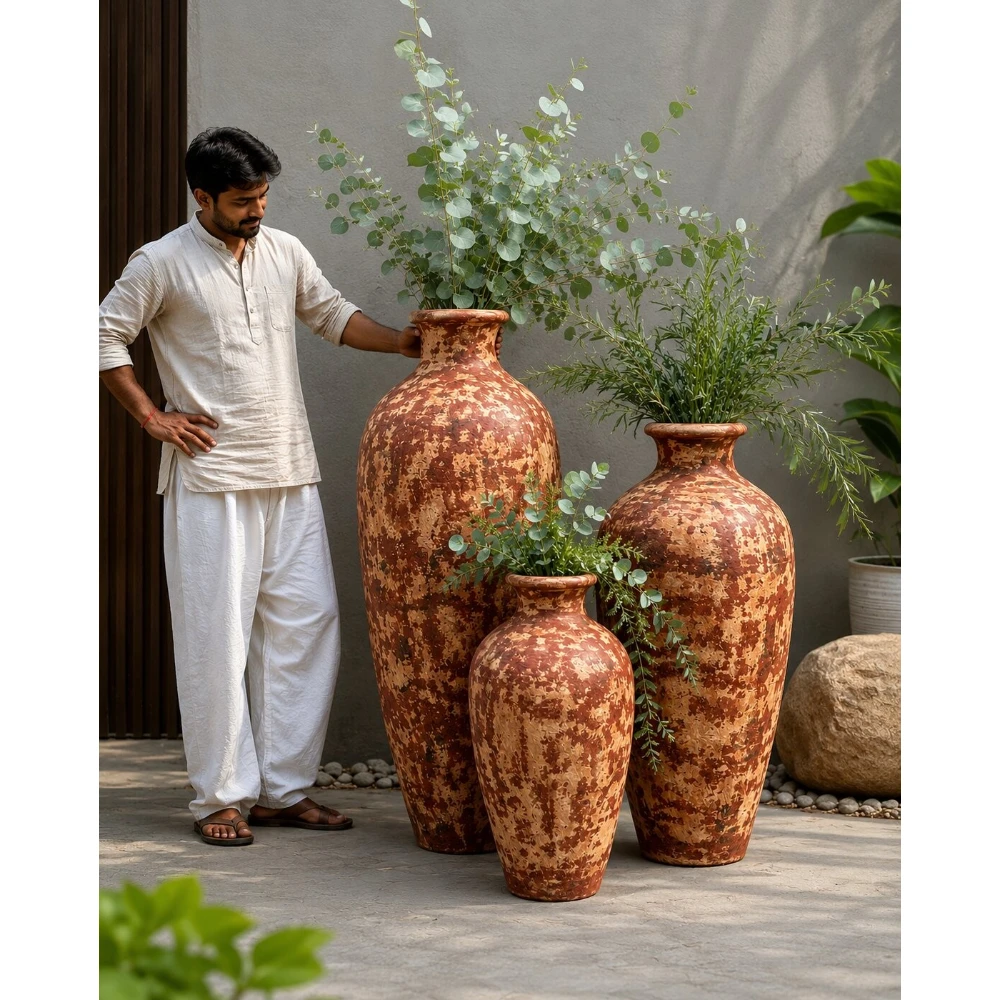 Aged Copperstone Amphora Vase