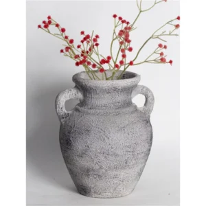 Ivory Stone Amphora Ceramic Vase