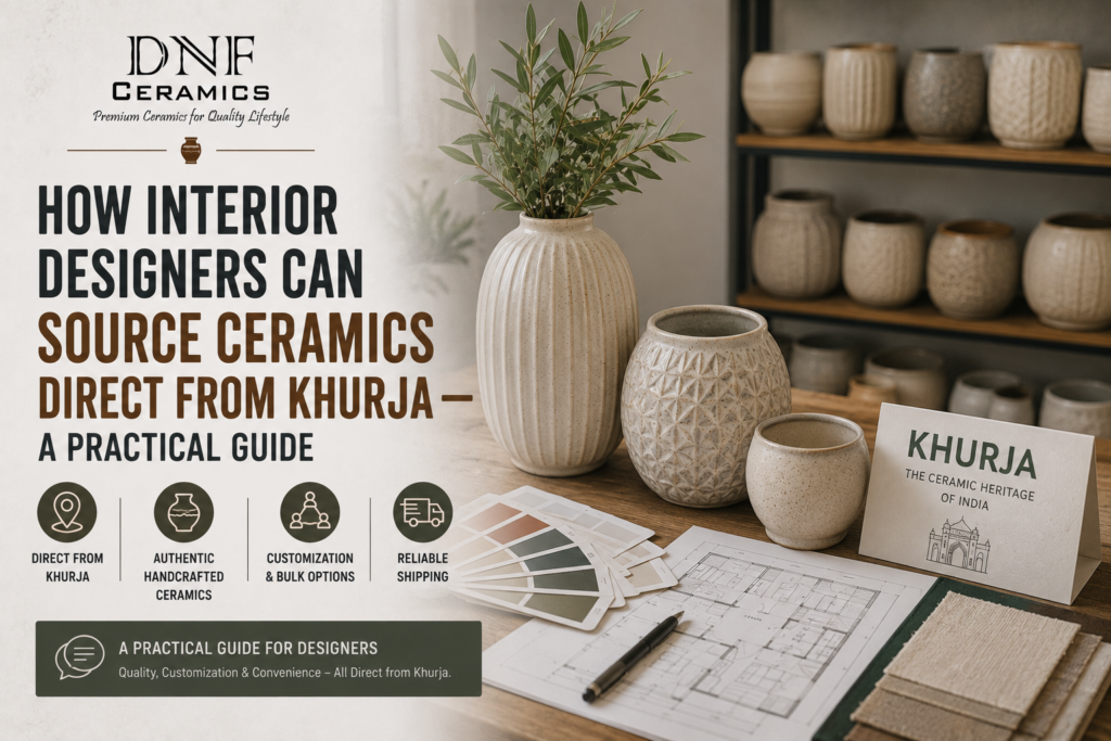 Interior designers sourcing handcrafted ceramic products directly from Khurja manufacturers for residential and commercial design projects.