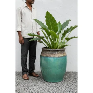 Turquoise Rustic Glaze Ceramic Planter