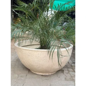 Luna Bowl Fiber Planter – Ivory Speckled Finish