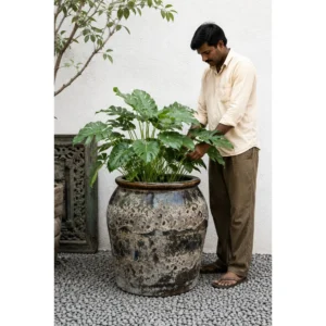 Weathered Charcoal Urn Planter